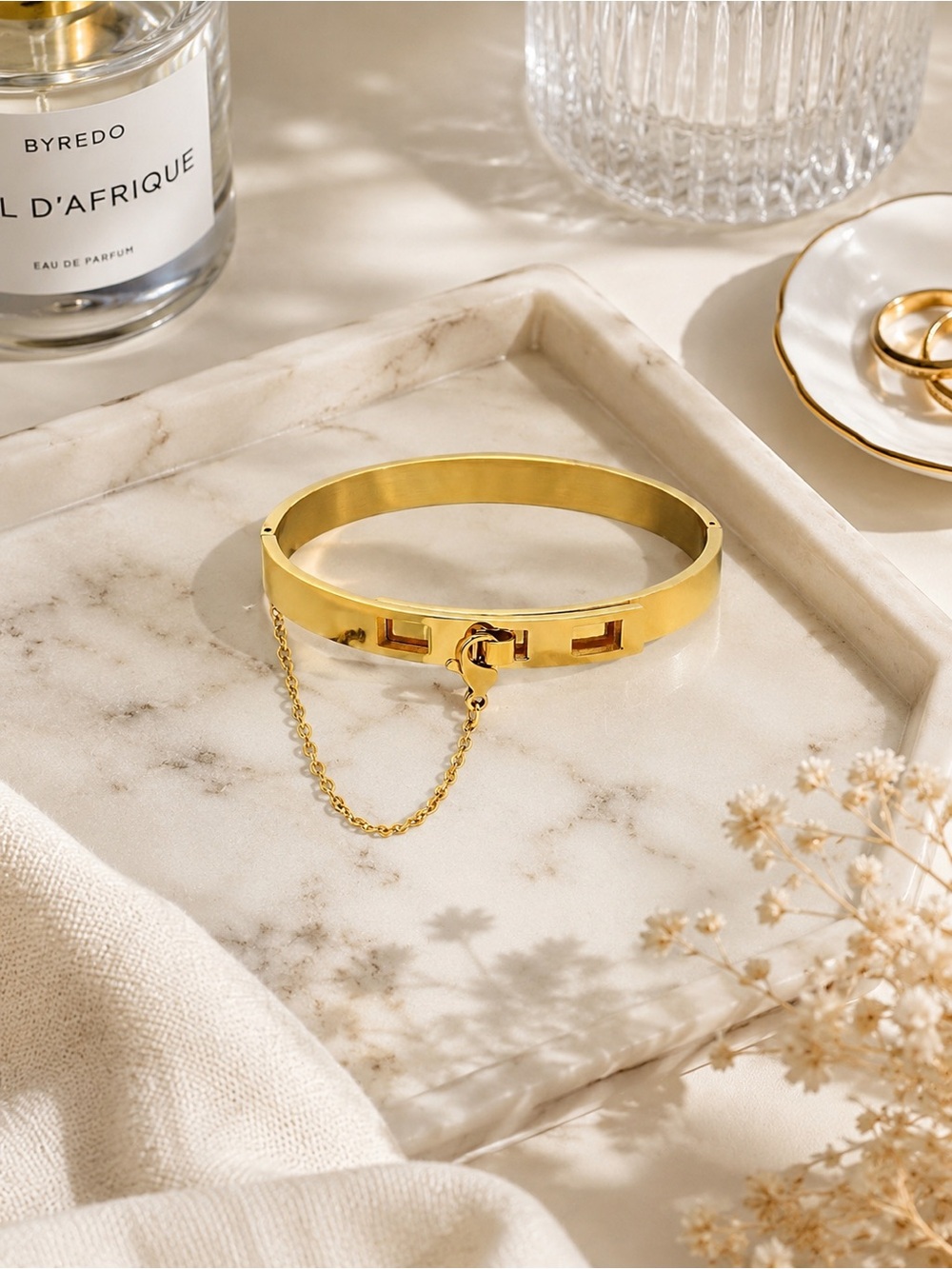 18K Gold Plated Lock Bangle Waterproof Tarnish Free